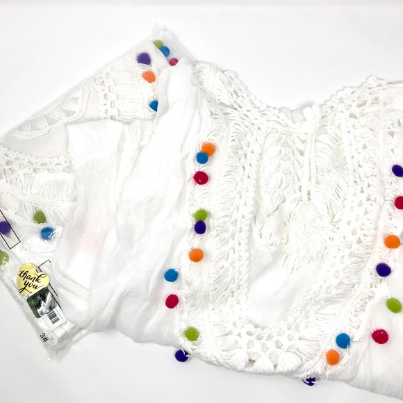 Pom Pom Swimsuit Beach Crochet Coverup - Picture 5 of 5